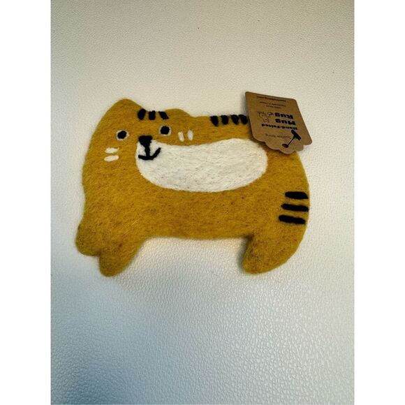 Felt Kitty Cat Leaf Coaster Mug Rug Home Decor Gift for Boho NEW FAST SHIP - Picture 1 of 3